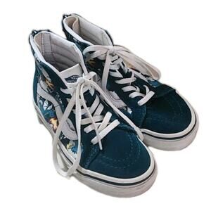 VANS Off The Wall Green Dragons Kids 12 High Top Zip Back Suede Sneaker Shoe